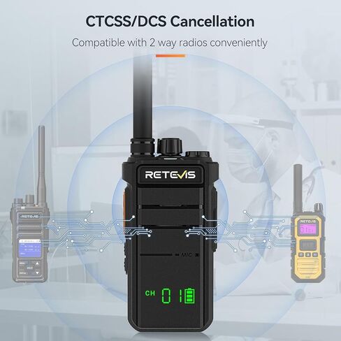 Retevis RB26 3 وات راديو ثنائي الاتجاه طويل المدى، أجهزة اتصال لاسلكية GMRS مع سماعة أذن ومجموعة ميكروفون، أجهزة راديو ثنائية الاتجاه قابلة لإعادة الشحن طويلة المدى، لأعمال بناء أمن المدرسة (10 عبوات) in Kuwait