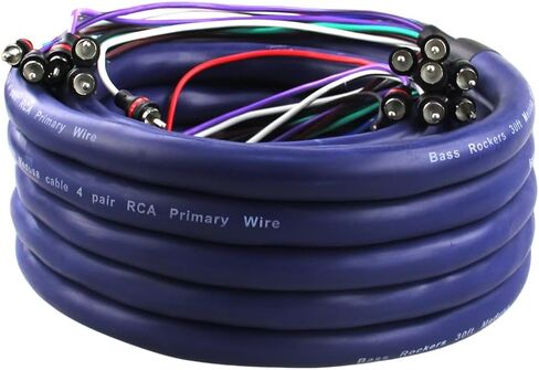 كابل باس روكرز بطول 30 قدم من كابل BRmedusa عالي التحمل مع 4 أزواج RCA سلك عن بعد كابل ثعبان أرضي لتمديد صندوق الراديو in Kuwait