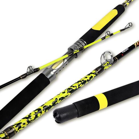 Fiblink Catfish Fishing Rod 1 Piece/2 Piece Cat Catfish Rod Portable Travel Heavy Cat Catfishing Fishing Pole 6'6"/7'6"/8'/10' in Kuwait