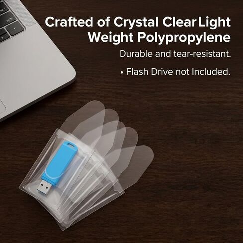 Professional USB Drive Adhesive Pockets | Transparent Self-Adhesive Storage Sleeves | Universal Flash Drive Holders | Stick-On Pouches for Organizing Tech Accessories | 10 Pack in Kuwait