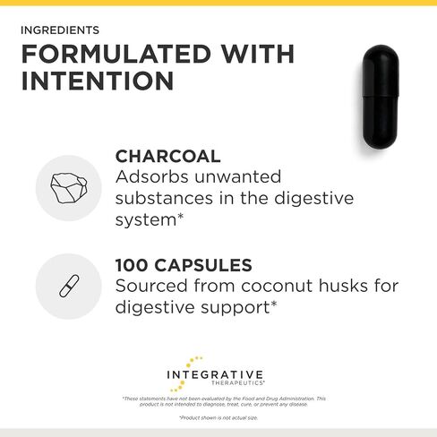 Integrative Therapeutics Activated Charcoal - Gluten Free - Dairy Free - 100 Capsules in Kuwait