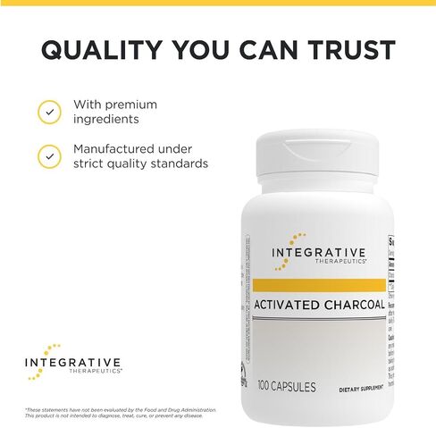 Integrative Therapeutics Activated Charcoal - Gluten Free - Dairy Free - 100 Capsules in Kuwait