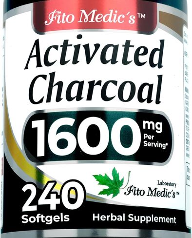 FITO MEDIC'S Lab | Activated Charcoal Pills| 1600 mg per Serving | 240 Caps | Activated Charcoal | Charcoal Capsules| Charcoal Pills| Ultra high Absorption, s. in Kuwait