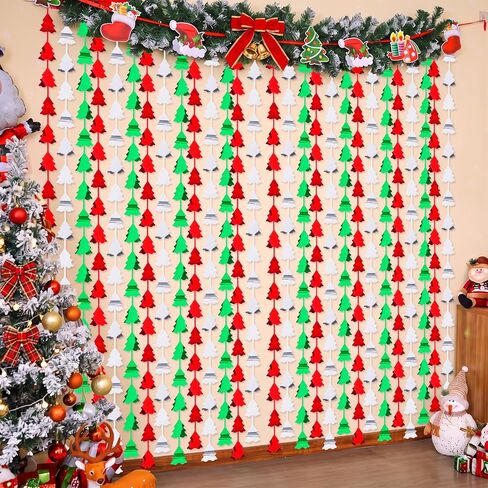 Mega-L 2 Pack Christmas Foil Fringe Curtains Christmas Party Decorations 3.3 X 6.6 ft Red Silver Green Tree Tinsel Photo Booth Props Backdrop Streamers for New Year and Ugly Sweater Party in Kuwait
