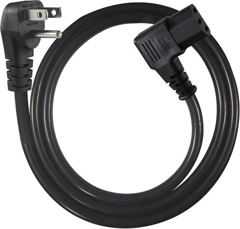 90 Degree Computer Power Cord Right Angle - 1FT Flat Plug NEMA 5-15 Plug to IEC C13 Power Cord,Universal PC Power Supply Cord 16AWG, Black C13 3 Prong Angled AC Power Cord for PC Monitor/TV(1FT) in Kuwait