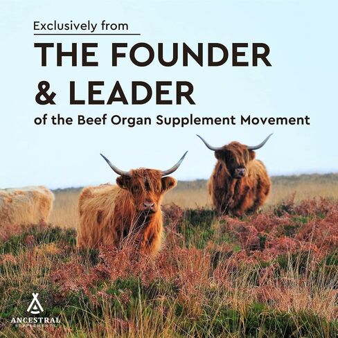 Ancestral Supplements Grass Fed Beef Heart Supplement, 3300mg, CoQ10 Supplement Supports Heart and Mitochondrial Health, Non-GMO, 180 Capsules in Kuwait