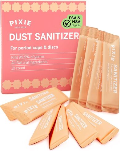 Pixie Cup Dust Menstrual Cup Sterilizer - Menstrual Disc Sterilizer + Kill 99.9% of Germs with Period Cup Cleaner - Just add Water - Portable Travel Solution in Kuwait