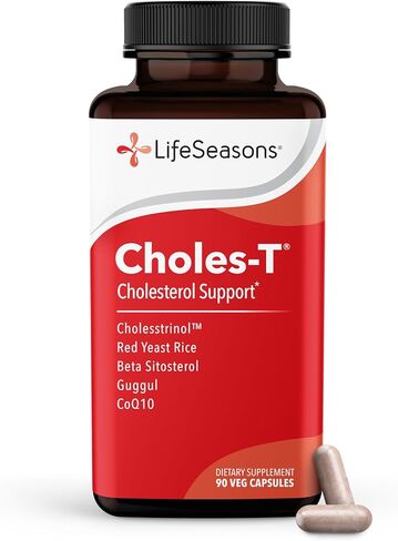 LifeSeasons - Choles-T - Cholesterol Support Supplement - Promotes Healthy Heart & Liver Function - Maintains Normal Levels - Red Yeast Rice, CoQ10, Guggul & Phytosterols - 180 Capsules in Kuwait