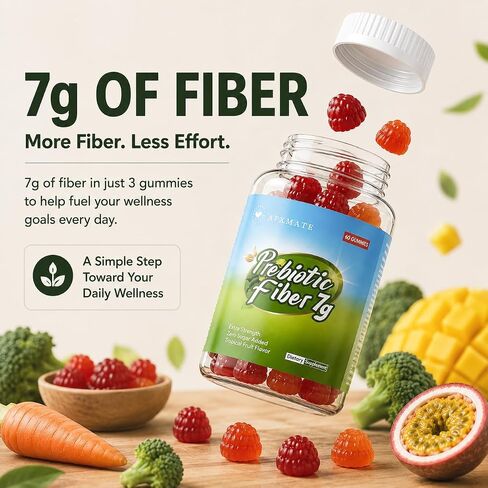 AFXMATE Fiber Supplement Gummies for Adult, 7 g Fiber Sugar Free Vegan & Gluten Free - Digestive Health, Regularity Support 120 Count in Kuwait