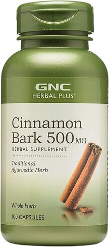 GNC Herbal Plus Cinnamon Bark 500mg, 100 Capsules, Traditional Ayurvedic Herb in Kuwait