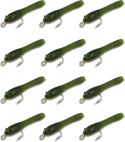 DELONG LURES: Bluegill Fishing Lures, Made in America Valure 12 Pack, 1.5" pre-Rigged Tadpole Lures for panfishing, Used as a Jerk Bait or Under a Bobber, Easy to use Soft Plastic Fishing Lures in Kuwait