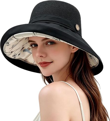 Women Mesh Sun Hats Bucket Hat Summer Beach Hat Fishing Hat Outdoor UV Protection Foldable Travel Hiking Cap in Kuwait