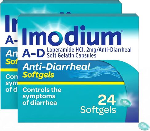كبسولات هلامية طبية مضادة للإسهال من Imodium A-D تحتوي على 2 ملغ من لوبيراميد هيدروكلوريد لكل كبسولة، لتخفيف الإسهال للمساعدة في السيطرة على الأعراض الناجمة عن الإسهال الحاد والنشط والمسافر، 24 قيراطًا. in Kuwait
