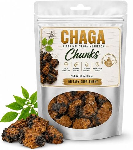 Siberian Chaga Mushroom Chunks Wild Harvested 3 Oz. (85g) in Kuwait
