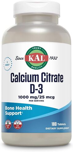 KAL Calcium Citrate with D 1000 IU Tablets, 1000 mg, 180 Count in Kuwait