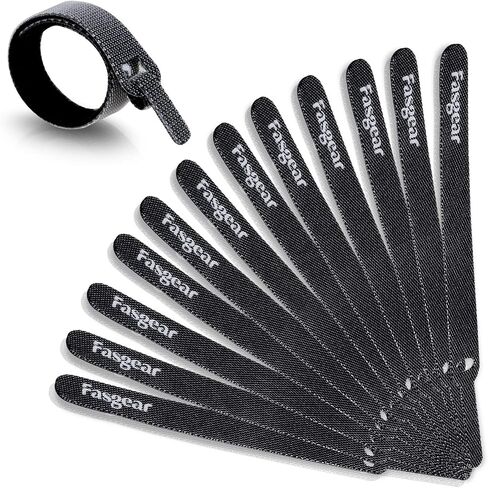 Fasgear Cable Ties, 50 PCS Reusable Cable Straps, Adjustable Fastener Cable Strap Hook and Loop Cord Ties Wraps, 6-inch (Black) in Kuwait