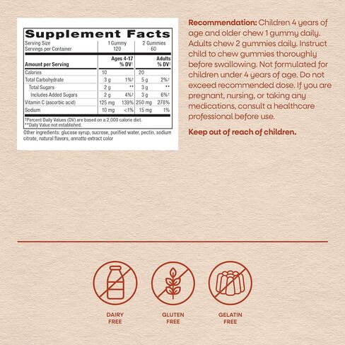 Nature's Way Vitamin C Gummies for Immune Support*, Orange Flavored, 250 mg, 120 Gummies in Kuwait