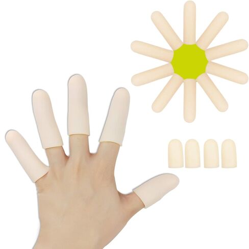 Gel Finger Cots, Finger Protector Support(14 PCS) New Material Finger Sleeves Great for Trigger Finger, Hand Eczema, Finger Cracking, Finger Arthritis and More. (Small Size) (White, Small) in Kuwait