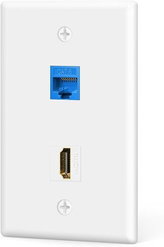 في سي اي [مدرج في قائمة يو ال] في سي اي 2 منفذ RJ45 Cat6 كيستون جاك مقرنة ايثرنت ومنفذ HDMI انثى الى انثى كيستون جاك لوحة حائط لتلفزيون HDTV in Kuwait