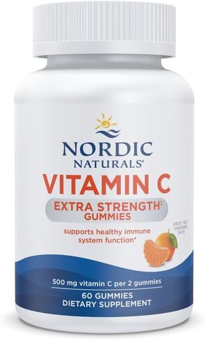Nordic Naturals Vitamin C Extra Strength Gummies - Tangerine Flavor - 60 Gummies - 500 mg Vegan Vitamin C Supplement - Low-Sugar Immune-Support Gummies - 30 Servings in Kuwait