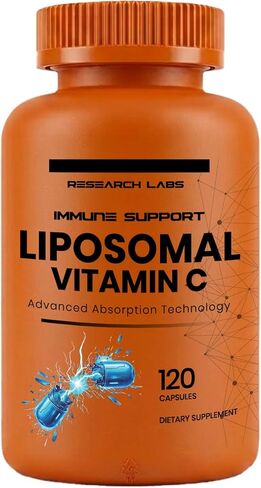 Research Labs Liposomal Vitamin C Supplement w/Enhanced Absorption LipoQuil-C™ | 120 Capsules Immune Support Collagen Booster | High Dose Fat Soluble Vita C 1000mg Buffered | Non GMO, Vegan Pills in Kuwait