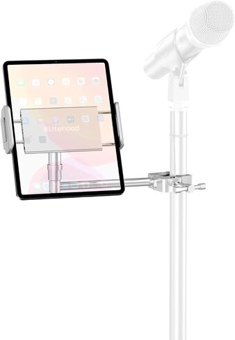 Elitehood أحدث حامل iPad من الألومنيوم لحامل الميكروفون، حامل حامل موسيقى iPad على الجانب للميكروفون، حامل ميكروفون قابل للتعديل بزاوية 360 درجة، حامل لوحي لأجهزة iPad وiPhone والمزيد من الأجهزة اللوحية مقاس 4-13 بوصة in Kuwait