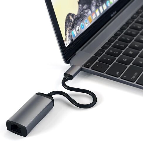 Satechi Aluminum USB-C to Gigabit Ethernet Adapter, Space Gray | Compatible with MacBook Air/Pro/Neo, iPad Air/Pro, iPad Mini, iPhone 17 in Kuwait