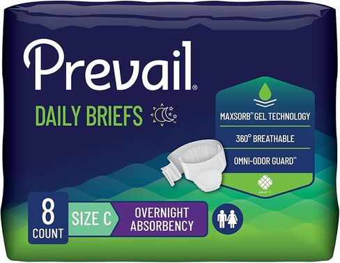 Prevail Incontinence Bariatric Brief with Tabs | Size C | Ultimate Absorbency | 8 Count in Kuwait