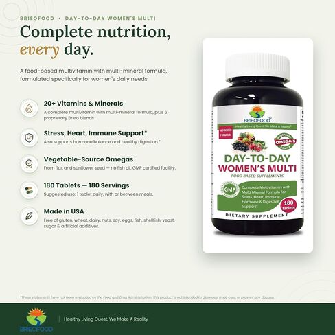 Briofood, Day-to-Day Food Based Women's Multi (180 Tablets) with Vegetable Source Omegas in Kuwait