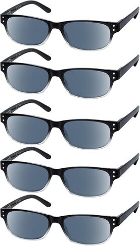 Eyekepper Classic Reading Eyeglasses for Men 5 Pack Spring Hinges Readers Include Sunglasses Without Magnifications in Kuwait