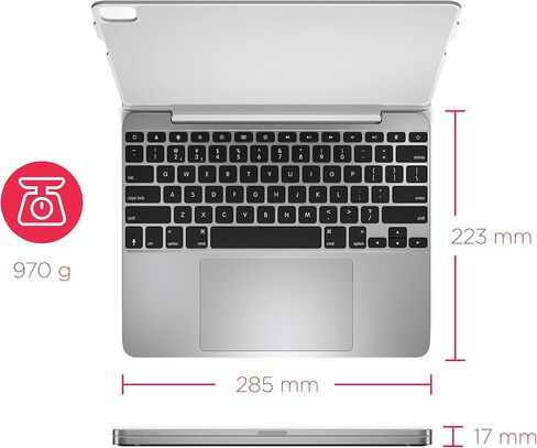 Brydge 12.9 MAX+ Wireless Keyboard Case with Multi-Touch Trackpad for iPad Pro 12.9" & iPad Air 13", White Magnetic SnapFit Case, Silver Keyboard in Kuwait