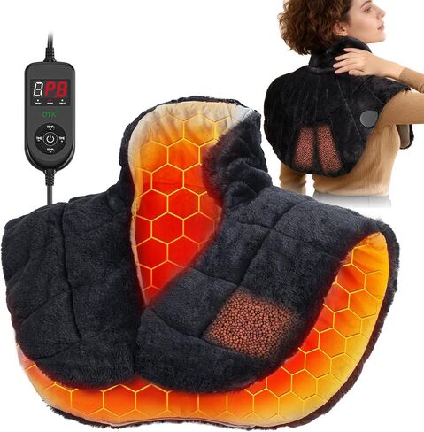 Nalax Weighted Heating Pad for Neck and Shoulders, Extra Large Neck Heating Pad, 24"x 20", 6 Heat Settings with Memory Function, 4 Timers with Auto Shut Off, 4lb Weighted Beads，Pain Relief in Kuwait