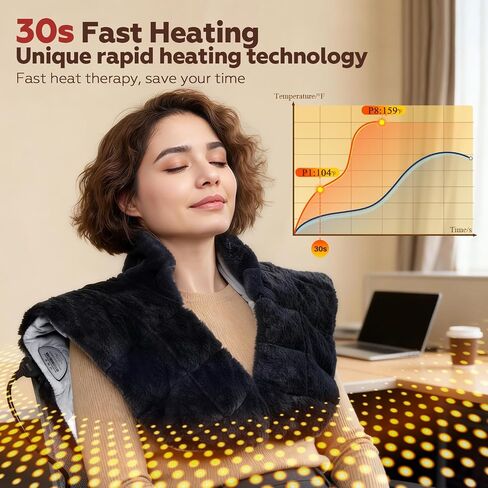 Nalax Weighted Heating Pad for Neck and Shoulders, Extra Large Neck Heating Pad, 24"x 20", 6 Heat Settings with Memory Function, 4 Timers with Auto Shut Off, 4lb Weighted Beads，Pain Relief in Kuwait