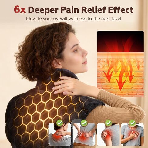 Nalax Weighted Heating Pad for Neck and Shoulders, Extra Large Neck Heating Pad, 24"x 20", 6 Heat Settings with Memory Function, 4 Timers with Auto Shut Off, 4lb Weighted Beads，Pain Relief in Kuwait