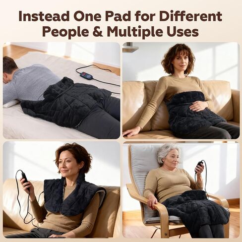 Nalax Weighted Heating Pad for Neck and Shoulders, Extra Large Neck Heating Pad, 24"x 20", 6 Heat Settings with Memory Function, 4 Timers with Auto Shut Off, 4lb Weighted Beads，Pain Relief in Kuwait
