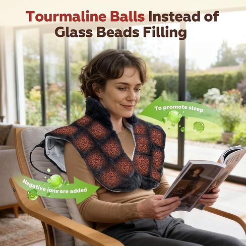 Nalax Weighted Heating Pad for Neck and Shoulders, Extra Large Neck Heating Pad, 24"x 20", 6 Heat Settings with Memory Function, 4 Timers with Auto Shut Off, 4lb Weighted Beads，Pain Relief in Kuwait