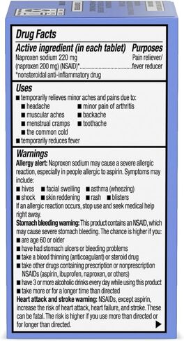 Amazon Basic Care Headache Pain Relief Naproxen Sodium Tablets 220 mg, Also Relieves Arthritis, Muscular Aches, Backache, Menstrual Cramps and Toothache, 90 Count in Kuwait