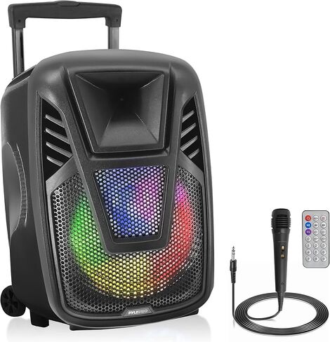 Pyle 1000W Portable Bluetooth PA Speaker - 10'' Karaoke Speaker System with UHF Wireless Microphone, Remote Control & Built-in Rechargeable Battery, MP3/USB/SD, LED Battery Indicator Lights - PSBT105A in Kuwait
