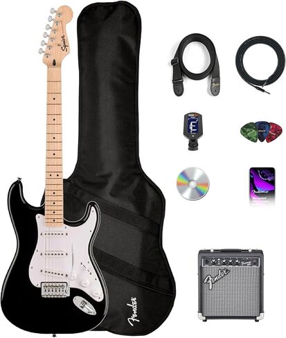 Fender Squier Affinity Stratocaster HSS - Lake Placid Blue Bundle with Frontman 10G Amplifier, Instrument Cable, Gig Bag, Strap, Picks, and Austin Bazaar Instructional DVD in Kuwait