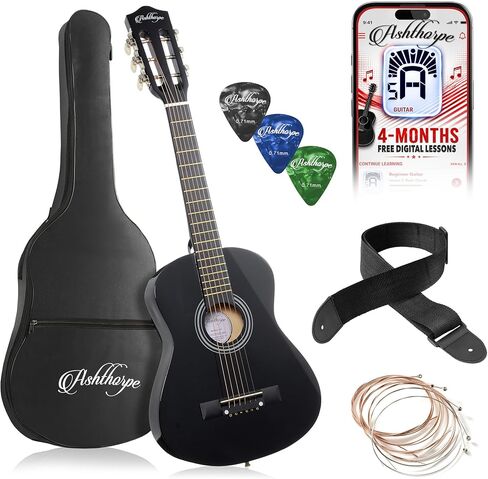 Ashthorpe 30-inch Beginner Acoustic Guitar Package (Red), Basic Starter Kit w/Gig Bag, Strings, Strap, Tuner, Picks in Kuwait