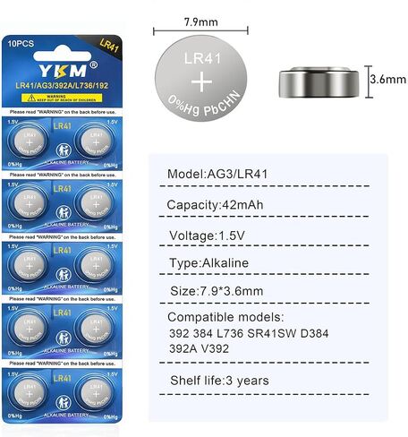 LR41 Button Batteries 10 Pack AG3 392 384 192 L736 1.5V Alkaline Battery in Kuwait