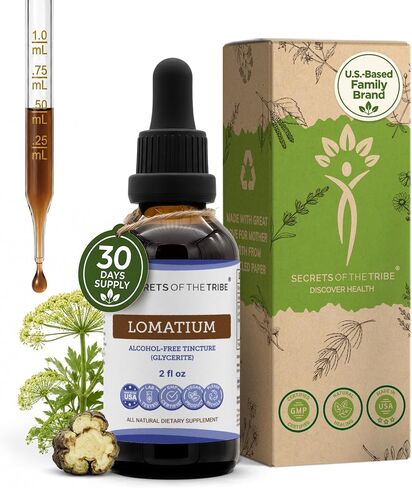 Secrets of the Tribe Lomatium Alcohol-Free Liquid Extract (Lomatium Dissectum) Dried Root Tincture Supplement (2 FL OZ) in Kuwait