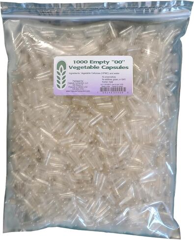 Capsule Connection Wholesale Bulk Empty Vegetable Capsules '00' Size, Vegan & Vegetarian (1000) resealable Bag in Kuwait