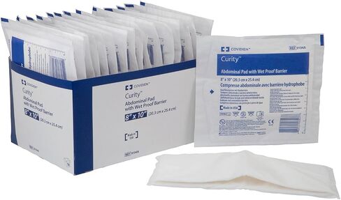 Covidien 9194A Curity Abdominal Pads, Sterile, 8" x 10" (Pack of 18) in Kuwait