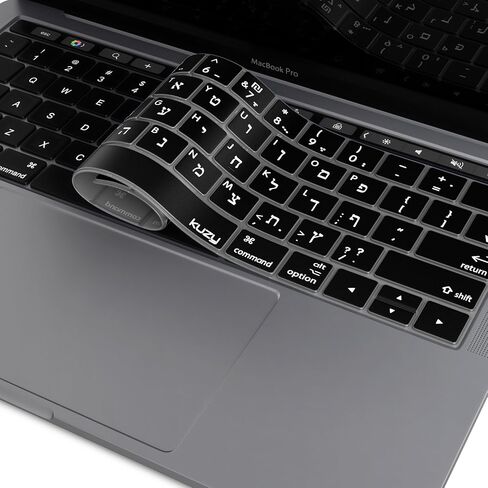 Kuzy Compatible with MacBook Pro Keyboard Cover with Touch Bar for 13 and 15 inch 2019 2018 2017 2016 Model A2159, A1989, A1990, A1706, A1707 Silicone Skin Protector, Oxy Black in Kuwait