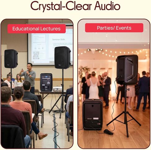 Pyle PA Speaker DJ Mixer Bundle - 300 W Portable Wireless Bluetooth Sound System w/ USB SD XLR 1/4" RCA Inputs - Dual Speaker, Mixer, Microphone, Stand, Cable - Home/Outdoor Party - PPHP28AMX,Black in Kuwait