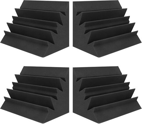 JBER 4 Pack Acoustic Foam Bass Trap Studio Foam 12" X 7" X 7" Soundproof Padding Wall Panels Corner Block Finish for Studios Home and Theater in Kuwait