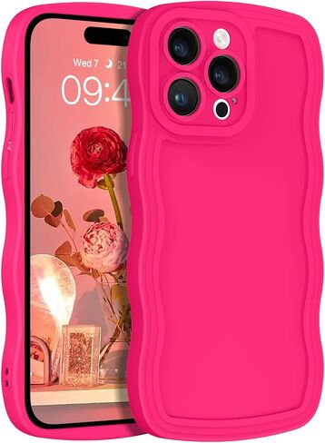 YINLAI Designed for iPhone 14 Case 6.1-Inch, Cute Curly Wave Frame Shape Slim Soft TPU Bumper Women Girls Shockproof Protective Phone Case Cover, Black in Kuwait