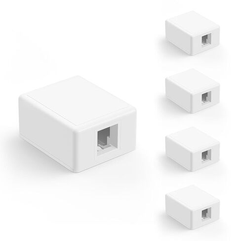 VCELINK Keystone Jack Surface Mount Box 1-Port for UTP Cat6/Cat5e/Cat5 RJ45 Keystone Jacks, 5-Pack, White in Kuwait