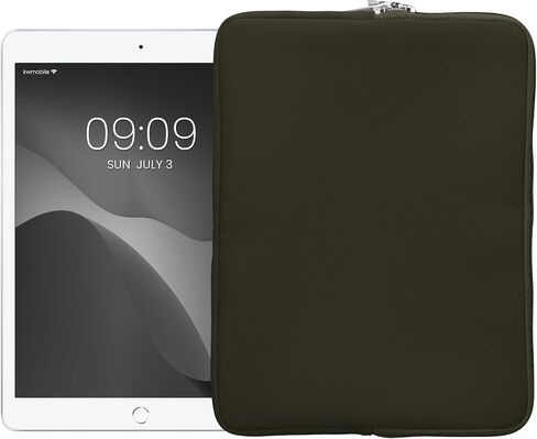 kwmobile Neoprene Pouch Compatible with 12,4"-12,9" Tablet - Universal Sleeve Case Cover with Zipper for Tablet - Dark Green in Kuwait